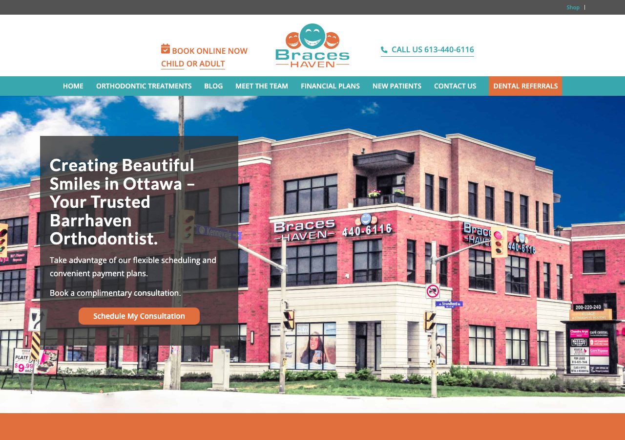 Homepage of Braces Haven