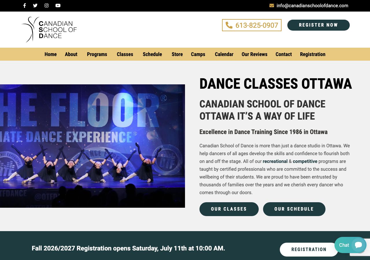 Homepage of Canadian School of Dance