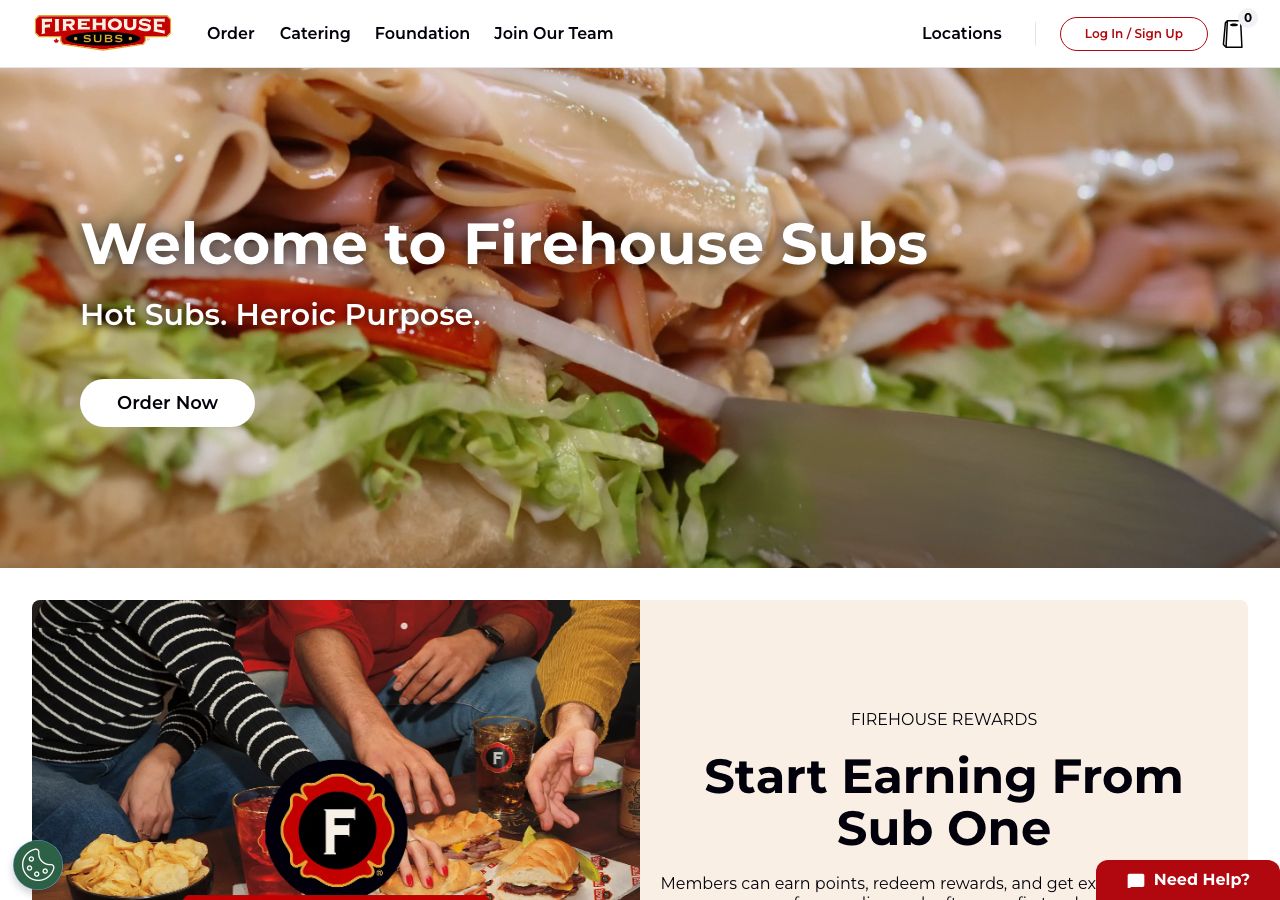 Homepage of Firehouse Subs