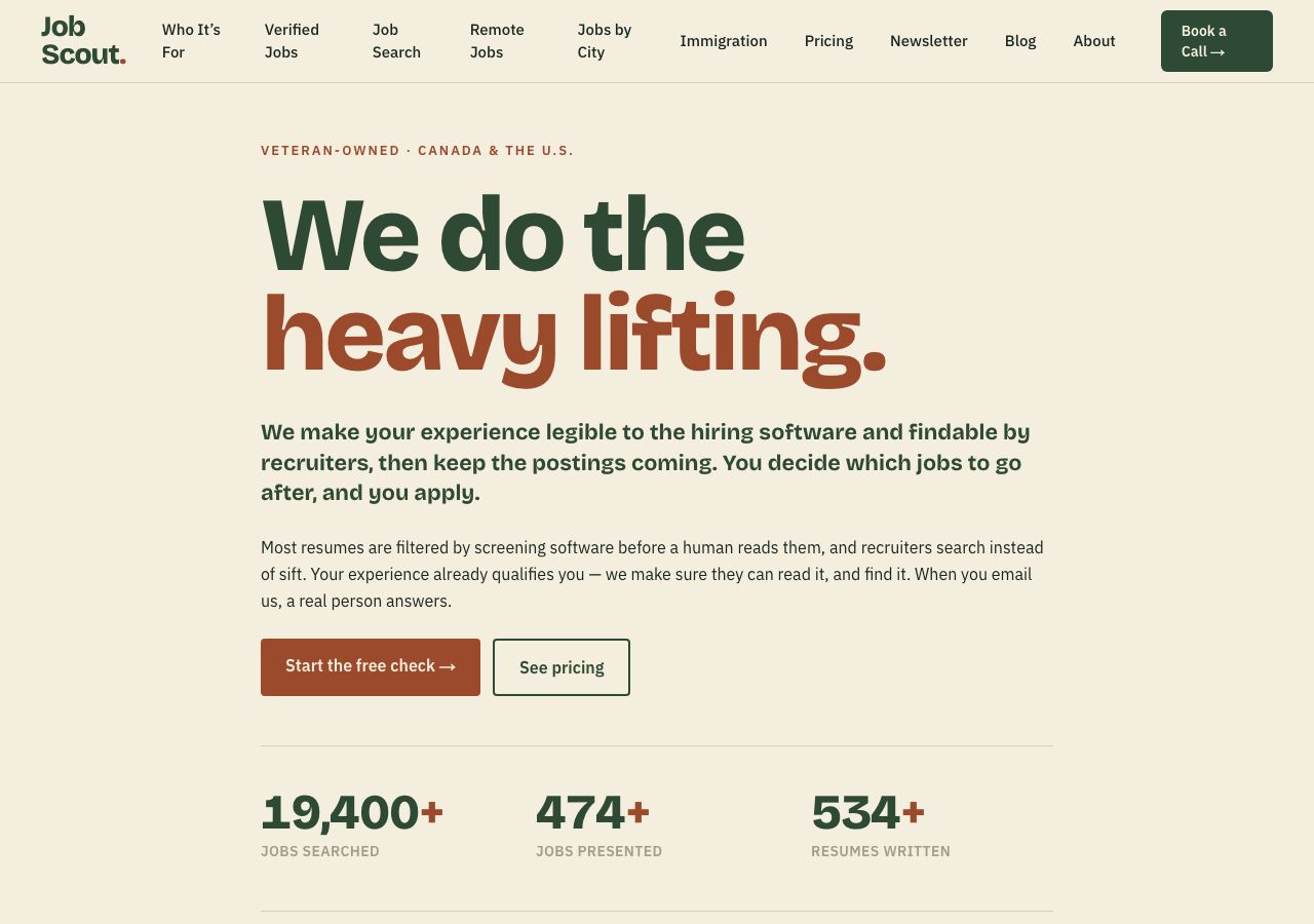 Homepage of Job Scout