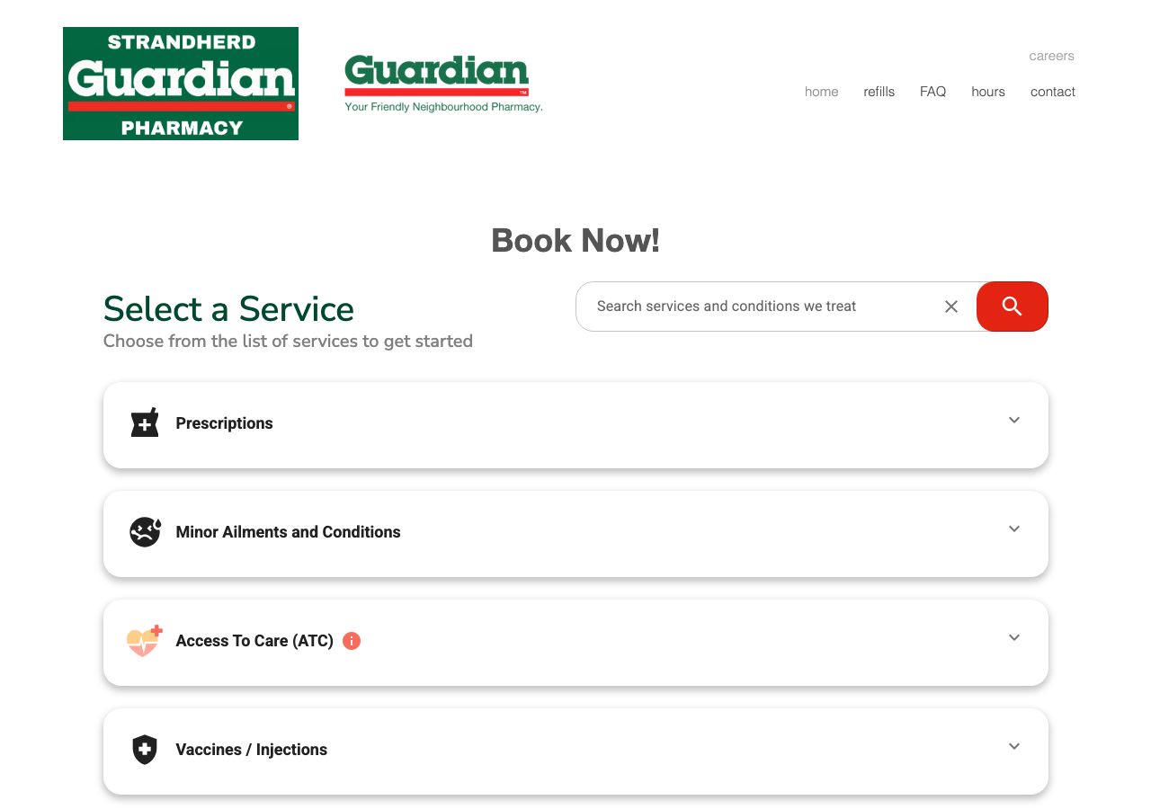 Homepage of Strandherd Guardian Pharmacy