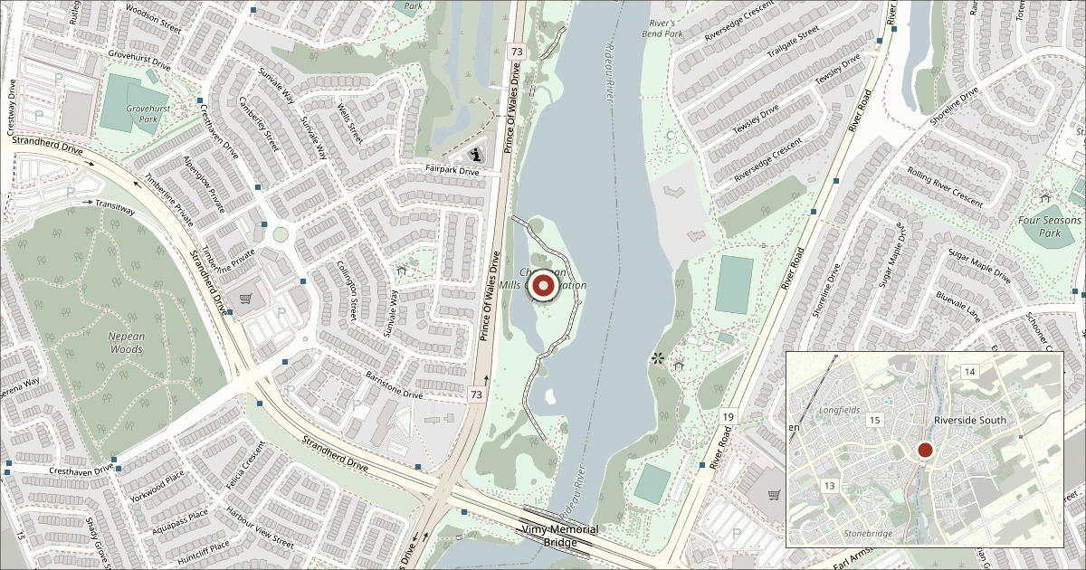 Map showing Chapman Mills Conservation Area in Ottawa