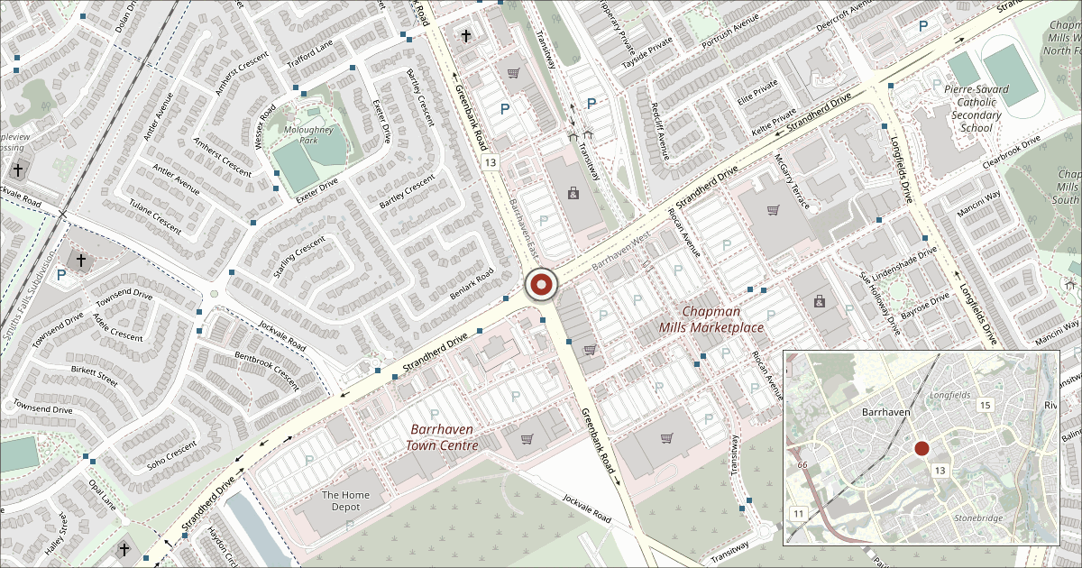 Map showing Strandherd at Greenbank in Ottawa